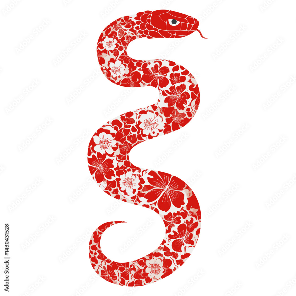 Naklejka premium Snake silhouette pattern red illustration vector