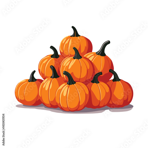 Colorful mini pumpkins pile in pop art style, Halloween fun