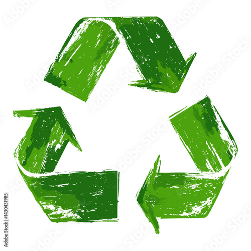 Green recycle icon in brush vector symbol sustainability environmental vector