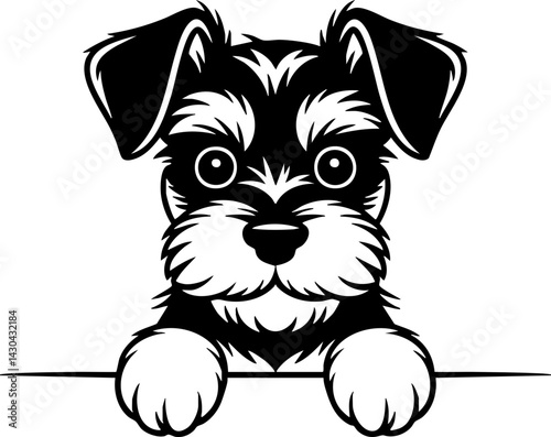Adorable Schnauzer Puppy Vector Illustration