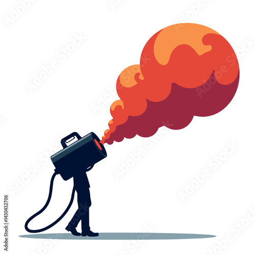 Fog machine releasing colorful smoke in pop art style, Halloween fun