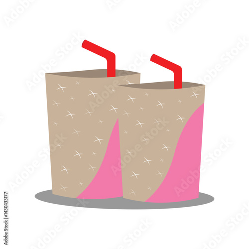 vector pattern nice pink color coffee cup star on white background