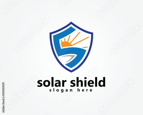 Free Download solar shield logo, shield with initials s and sun, logo design inspiration - GFXLoad