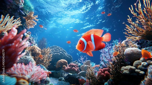 Wallpaper Mural Vibrant clownfish swimming amidst colorful coral reef ecosystem. Torontodigital.ca