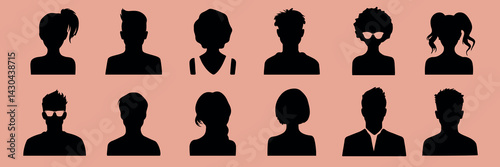 Silhouette avatars diverse profiles isolated element vector