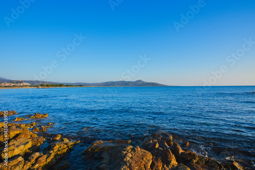 The wonderful blue of the Tyrrhenian Sea. Sardinia, Italy