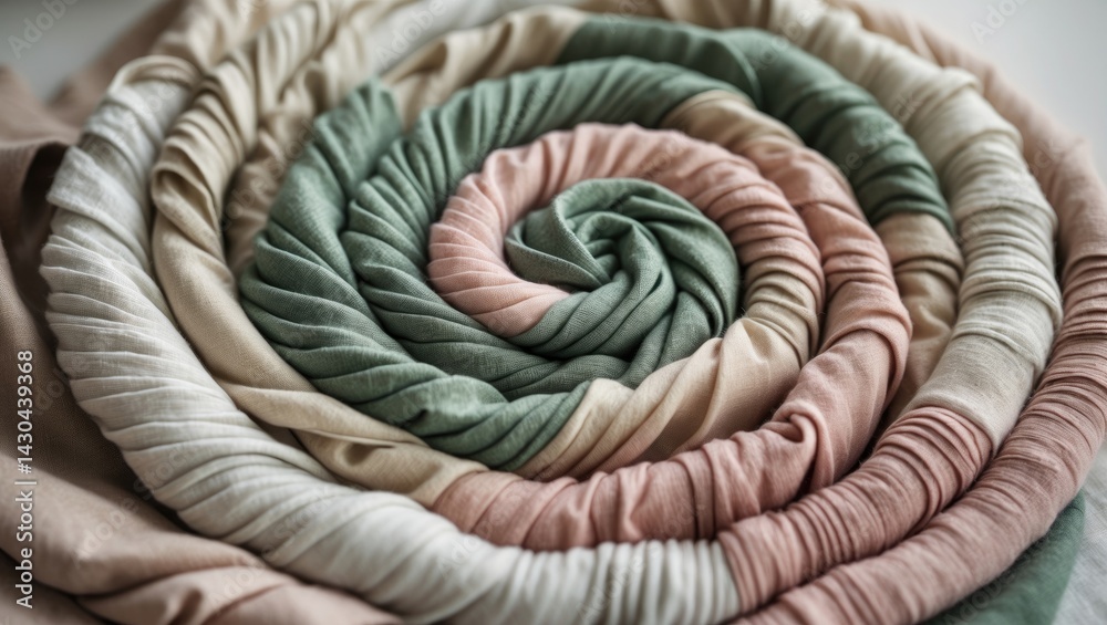 Circular textile design with recycled cotton fibers and colorful patterns Circular textile design with recycled cotton fibers and colorful patterns