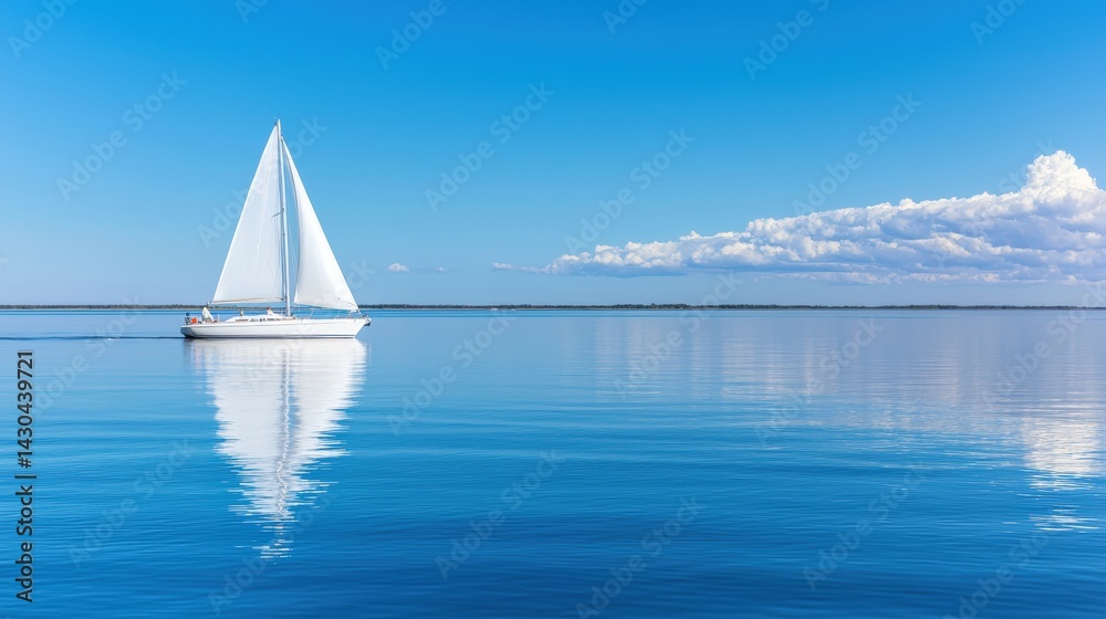 Obraz premium A pristine white sailboat navigating calm waters, embodying serenity and navigation skills