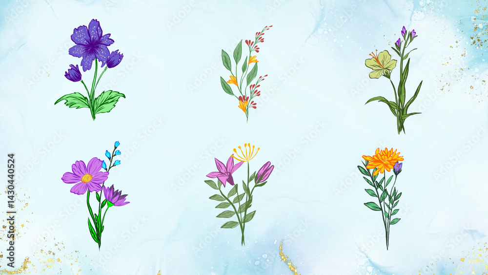 Mini Flower Pattern Animation Flower Animation Elements Stock Template | Adobe Stock