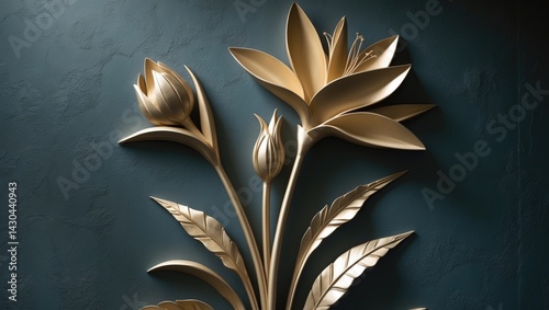 Wall-mounted bird of paradise sculpture showcasing vintage art and gold accents