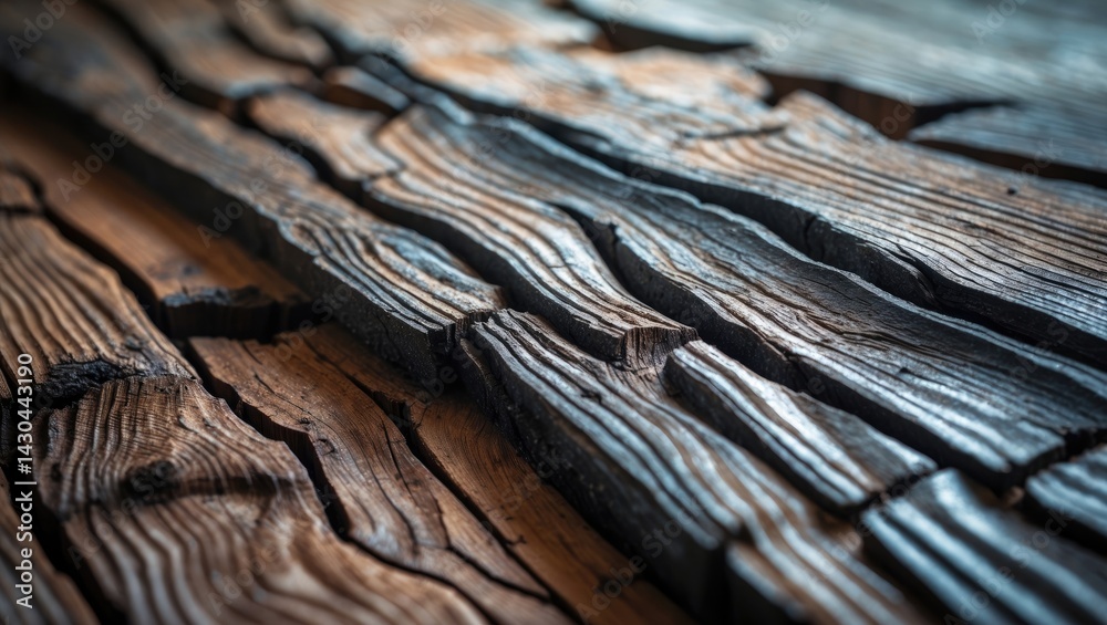 Fototapeta premium Cracked wood texture with wet and dry surfaces
