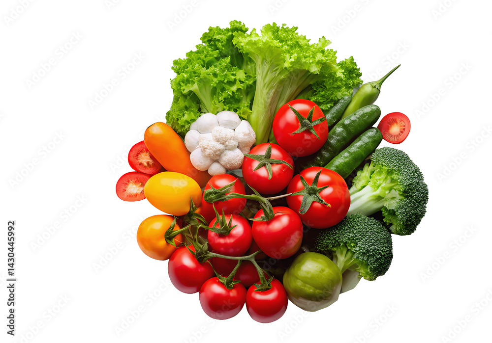 Fresh vegetables isolated on a white background PNG mockup template for your design projects, perfect for artwork and graphics Fresh vegetables isolated on a white background PNG mockup template for your design projects, perfect for artwork and graphics