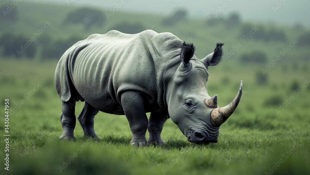 Obraz premium White Rhinoceros grazing in a natural park in Africa