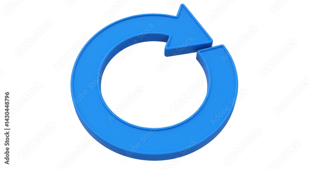 Isolated Blue Circular Arrow Symbol Illustrating Rotation