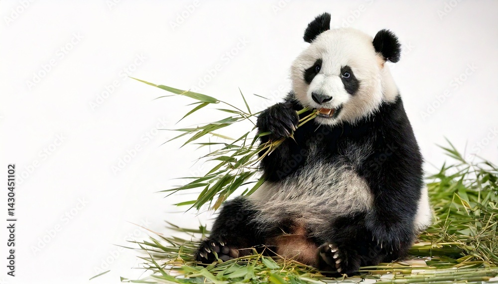Fototapeta premium giant panda eating bamboo