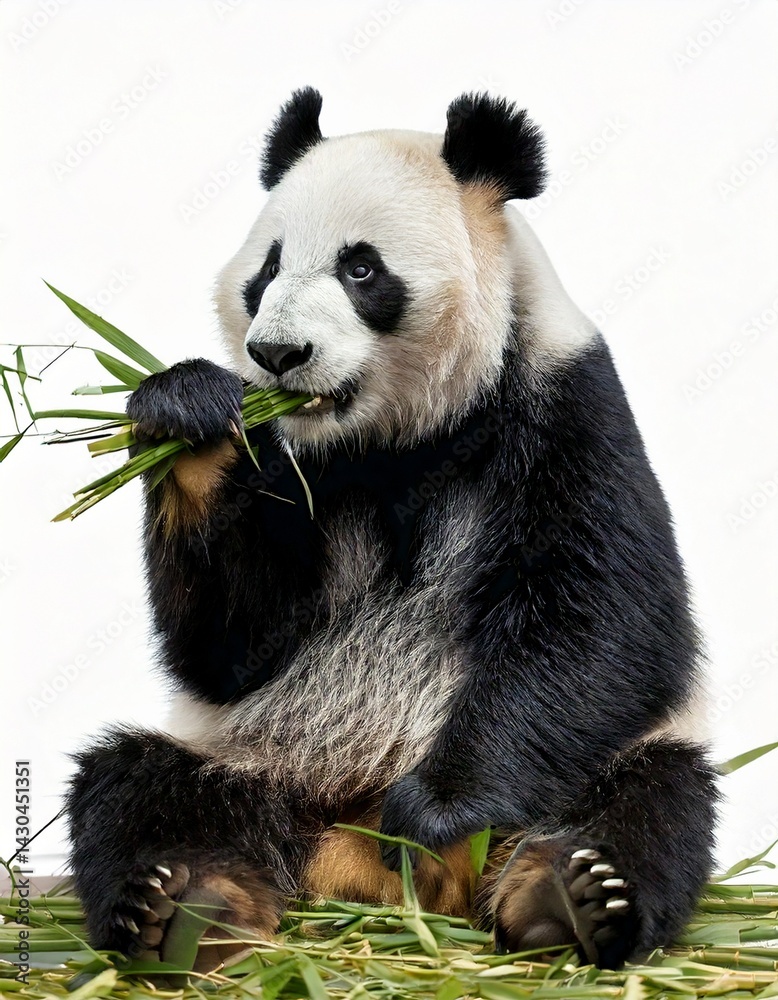 Fototapeta premium giant panda eating bamboo