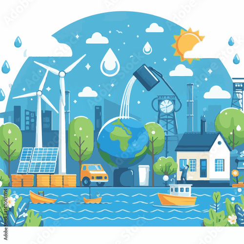 monitoring, world, day, water, background, awareness, banner, save, clean, nature, health, earth, global, september, design, natural, blue, care, environment, protection, drop, globe, liquid, event, i