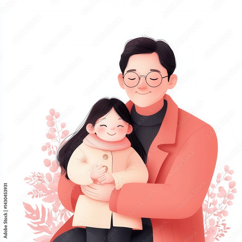 Obraz premium father day concept. A father and daughter embracing with joyful expressions.