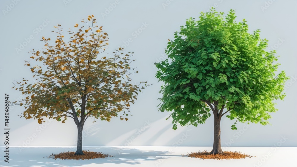 Obraz premium Autumn Trees Collection on White Background