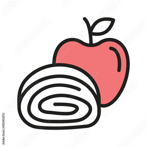 Apple strudel icon creatively designed in linear style