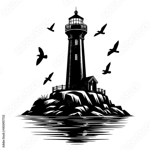lighthouse silhouette vector