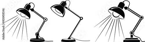 Adjustable Desk Lamp Vector Illustration in Black and White