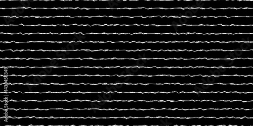 White lines of barbwire on black as a seamless bg. Razor wire background. No entry security concept. Army camp. Jail fence. Vector illustration