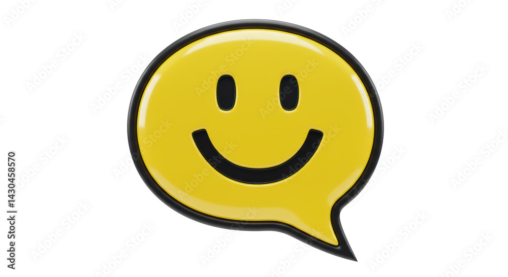 Fototapeta premium Isolated Yellow Smiling Face in Speech Bubble
