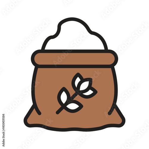 Creatively designed line icon showing open flour sack