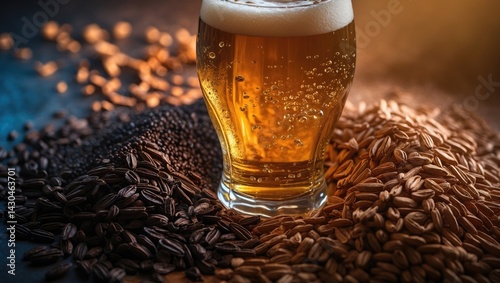 Pale malt, crystal malt, chocolate malt, and beer production photo