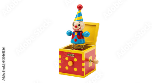 Isolated Jack-in-the-Box Toy with Clown