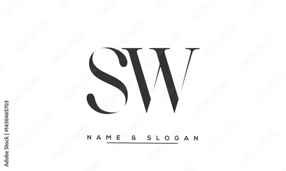 SW, WS Abstract Letters Logo Monogram