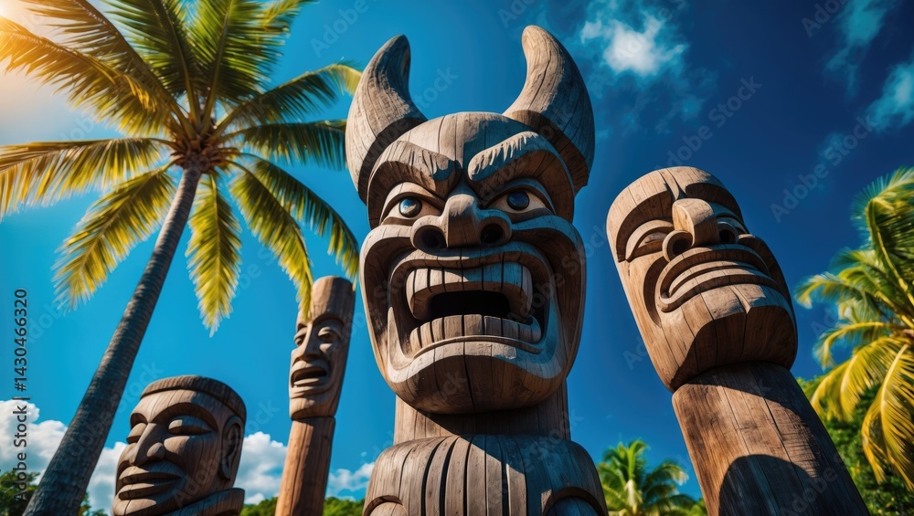 Wooden sculptures at the National Historical Park