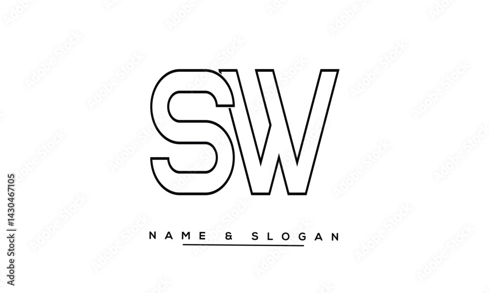 SW, WS Abstract Letters Logo Monogram