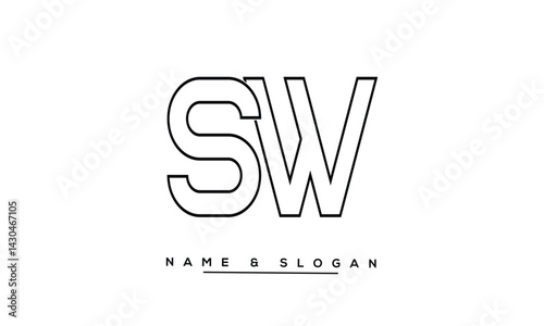 Obraz na płótnie SW, WS Abstract Letters Logo Monogram w salonie