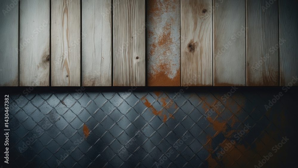 wooden wall and metal floor - interior design
