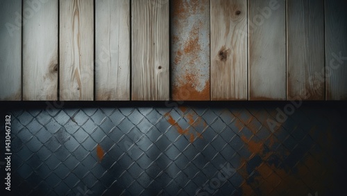 Obraz na płótnie wooden wall and metal floor - interior design w salonie