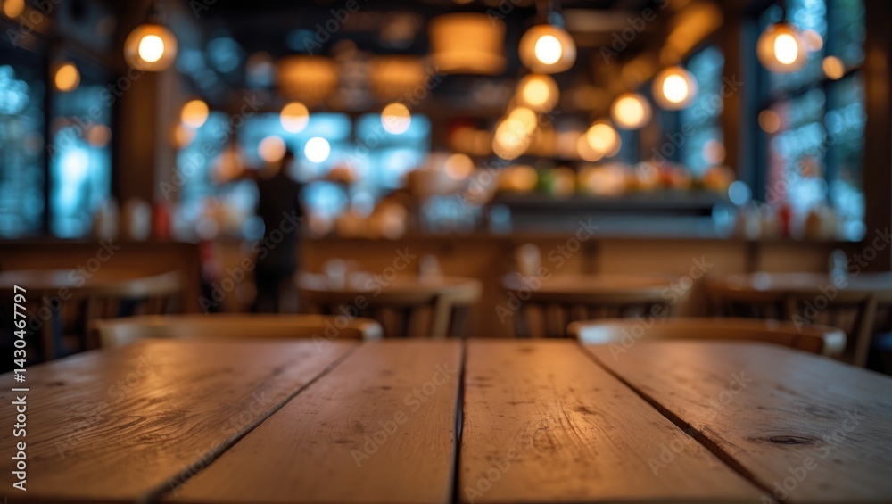 Wooden table for product placement, Area for item arrangement on the table, display for products and food. Wooden table for product placement, Area for item arrangement on the table, display for products and food.