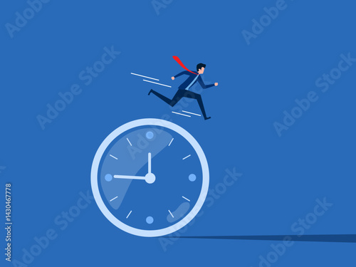Time Management, Businessman who jumps through the clock