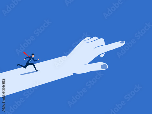Leadership, Businessman Running on Index Finger