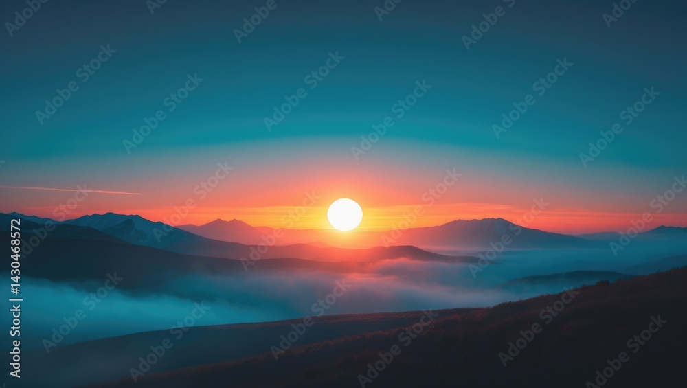 World Environment Day theme Sunlight and mountain sky of autumn morning backdrop.