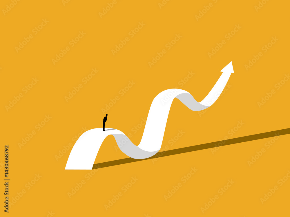 Obraz premium Development ,investment, businessman decide on volatility graph and grow