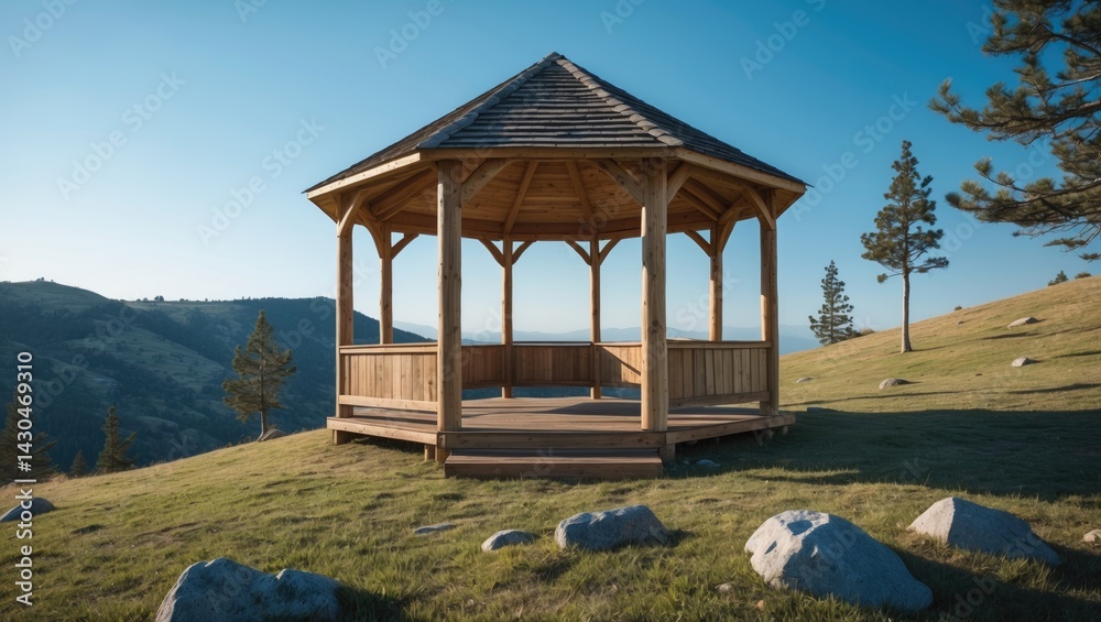 Wooden structure located on the mountain
