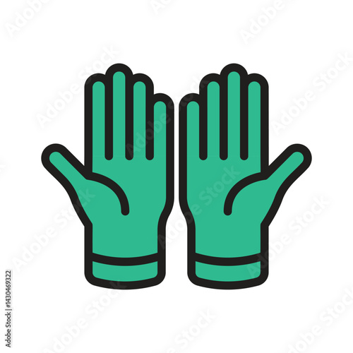 Latest icon of baking gloves designed in line style