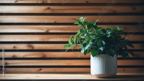 Wooden wall featuring a flower pot