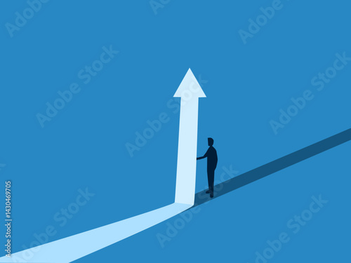 Maintain the economy better, Businessman pushes the arrow to grow