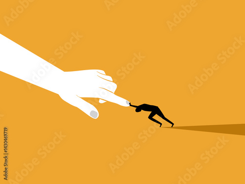 Fighting with the powerful, Businessman is pressed by the manager fingers