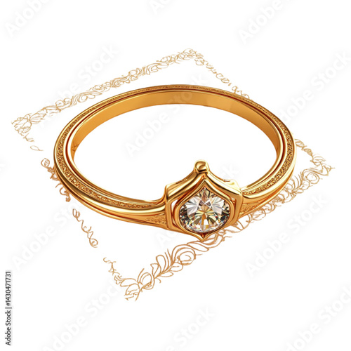 Gold ring with diamond elegant design colorful background