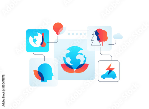 Environmental problems and ecology - flat design style illustration