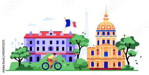 Travel to France - colorful flat design style illustration